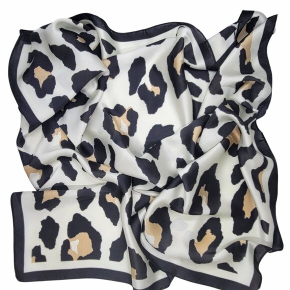 ✨Elegant Bandana Square Scarf Silky Satin Animal Print Leopard Hair Neck Scarfs - Picture 5 of 6